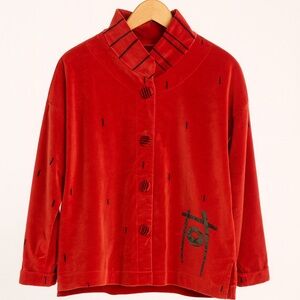 Beth Nash Red Velvet Art To Wear Statement Jacket